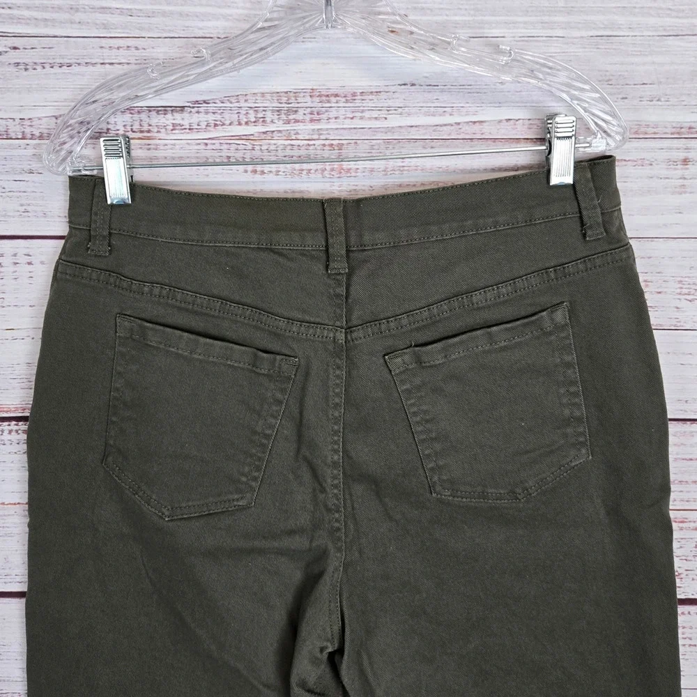 GLO Womens Military Green Mandy Jeans 12 Neutral Earthy Minimalist Basic Casual